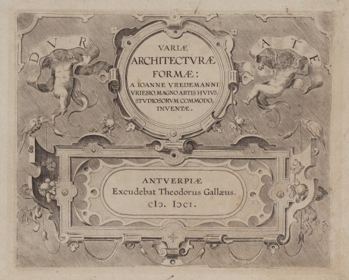 Ornamentprent. Variae Architecturae Formae. Titelblad.